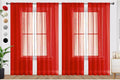 SpaceDresser Sheer Red Curtains 4 Panels Rod Pocket Semi-Sheer Curtain 45 by SpaceDresser