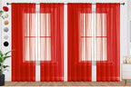 SpaceDresser Sheer Red Curtains 4 Panels Rod Pocket Semi-Sheer Curtain 45 by SpaceDresser