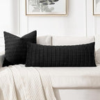 MIULEE Pack of 1 Black Long Body Lumbar Decorative Throw Pillow Cover 14x36 Inch - Image 3