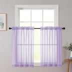 Cafe Curtains 36 Inch Length Tier 2 Pieces, Modern Soft Airy Sheer Kitchen by WelvetBLK