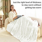 HIMEET Off White Ribbed King Size Blanket - Image 4