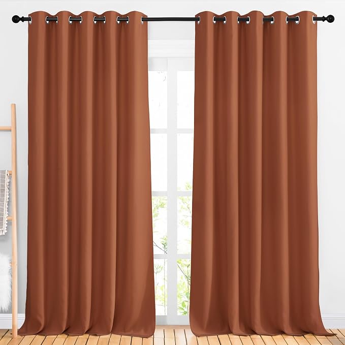 NICETOWN Burnt Orange Curtains 102 inch Length, Grommet Blackout Room Darkening by NICETOWN