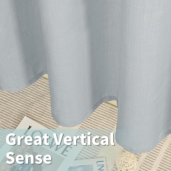 LAMIT Faux Linen Curtains for Bedroom, Light Filtering Panels, Grommet Privacy - Image 6