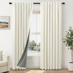 Cream Linen Blackout Curtains by Size 70 Inches Wide x 63 Inch Length Extra by Pitalk