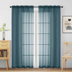 Dusty Blue Sheer Curtains for Window 72 inches Long 2 Panels Set, Soft Airy by Home