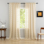YJ YANJUN Vintage Lace Curtains 132 Inches Long-Victorian Floral Fancy Beige by YJYANJUN