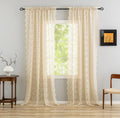 YJ YANJUN Vintage Lace Curtains 108 Inches Long-Victorian Floral Beige Sheer by YJYANJUN
