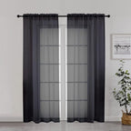Chyhomenyc Black Sheer Curtain 72 Inches Length 2 Panels, Voile Rod Pockets by Chyhomenyc