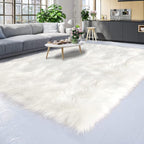 Latepis White Fur Rug 5x6.7, Faux Sheepskin Fluffy Washable Rug - Image 7