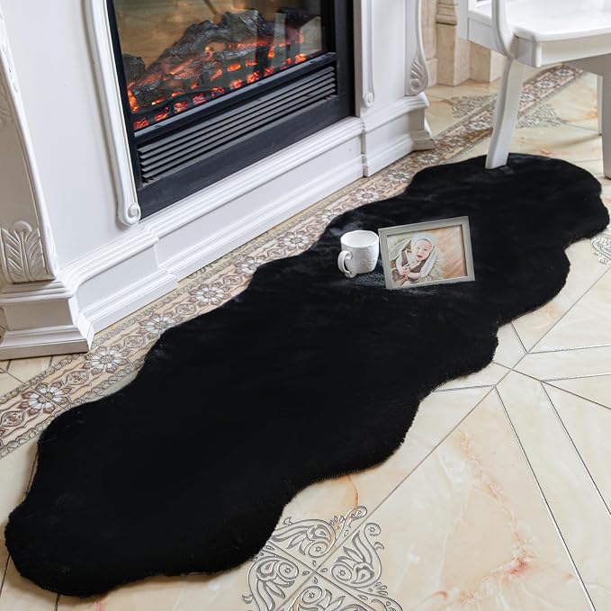 ThreadGlobe Fluffy Faux Rabbit Fur Rug Runner 2'x6', Ultra Soft & Non-Slip Rugs by Unknown