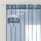 MIULEE Dusty Blue Sheer Curtains 84 Inches Long 2 Panels, Light Filtering Voile - Image 2