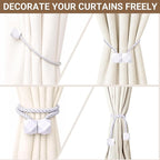 Hion Magnetic Curtain Tiebacks White 6 Pack, Curtain Tiebacks Buckles Holdbacks - Image 7