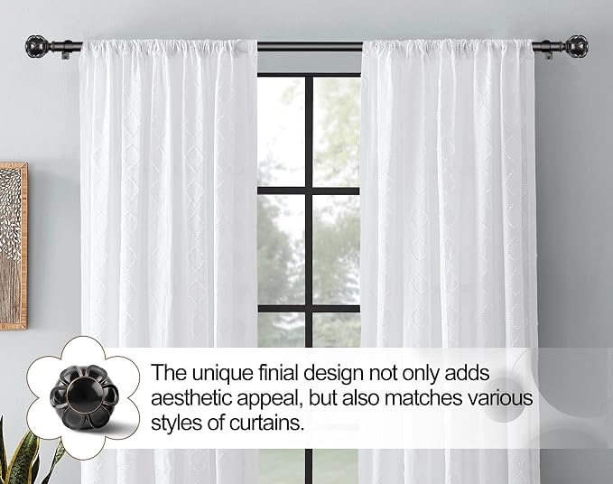 KAMANINA 1 Inch Extra Long Curtain Rod 140 to 195 Inches Black Heavy Duty - Image 9