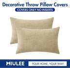 MIULEE Pack of 2 Beige Throw Pillow Covers 12x20 Inch Soft Lumbar Pillow Covers - Image 6