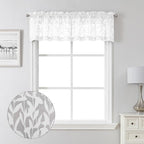 Lecloud Leia Texture White Curtains Sheer Valance 14 Inch Long 2 PCS, Dual Rod by Lecloud
