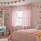 MYSKY HOME Pink Curtains for Girls Bedroom, Semi Sheer Nursery Curtains 63 Inch - Image 7