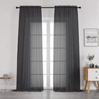 OWENIE Black Sheer Curtains 96 Inch Length, Elegant Sheer Curtains by OWENIE