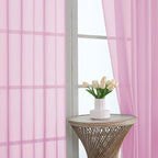 OWENIE Sheer Curtains 84 Inches Long 2 Panels Set, Sheer Pink Curtains - Image 3