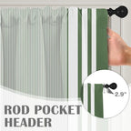 Emvency 2 Pack Valances Window Treatments, Striped Modern Green Farmhouse - Image 5