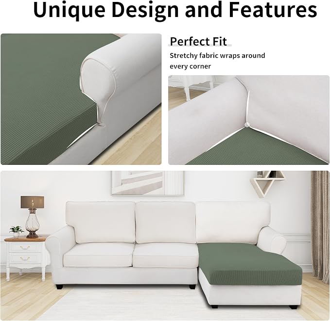 Easy-Going Stretch Sectional Couch Covers 1 Piece Chaise Lounge Slipcover L - Image 3