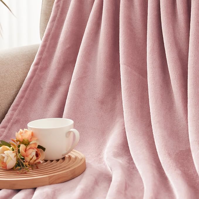 Exclusivo Mezcla Fleece Dusty Pink Throw Blanket - Image 7