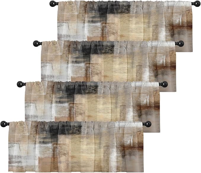 Emvency 4 Pack Valances Window Treatments, 52x18 Inch Rod Pocket Valances by Emvency