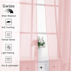 Gwine Blush Pink Sheer Curtains 63 Inch Length - Image 2