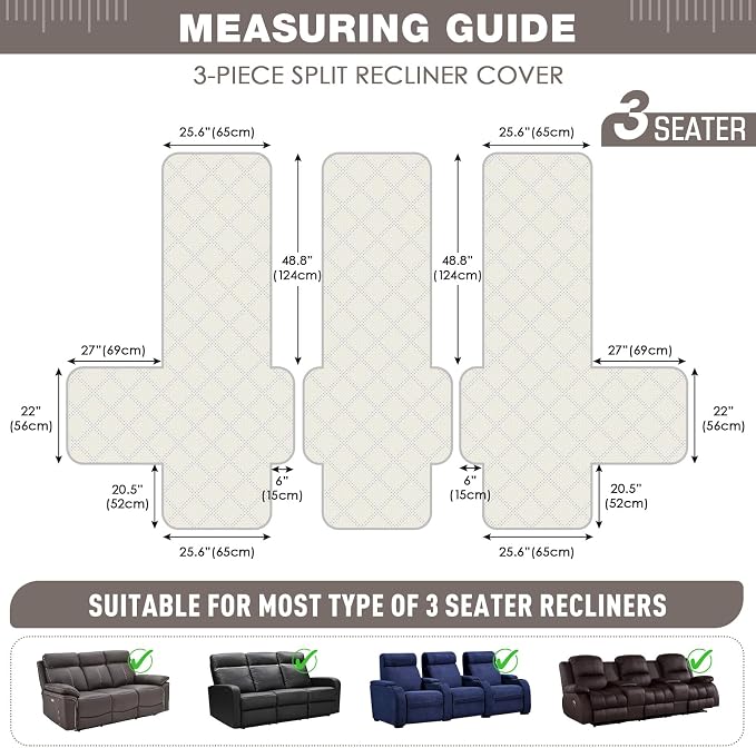 TAOCOCO Waterproof Recliner Sofa Cover, Non Slip Split Recliner Couch Covers - Image 5