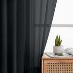 Sheer Black Curtains for Bedroom Living Room 90 Inches Long 2 Panels Set - Image 6