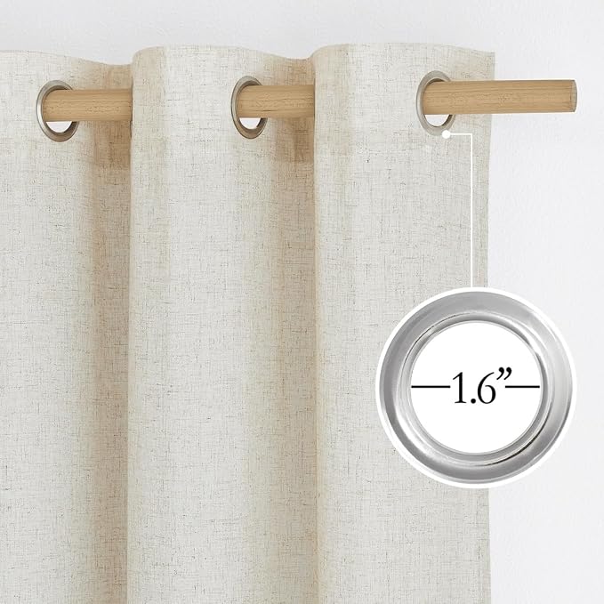 NICETOWN Natural Linen Doorway Curtains 80 inches Long, Grommet Thick Linen - Image 2