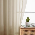 Simplebrand Taupe Sheer Curtains 84 Inches Long 2 Panels, Light Filtering Rod - Image 3