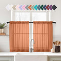 Orange Sheer Curtains Tier 30 Inches Length 2 Panels Set, Light Filtering by Home