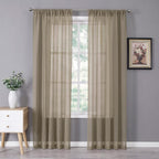 Tollpiz Sheer Curtains Bedroom Linen Textured Curtain Sheers Light Filtering by Tollpiz
