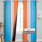 Thermal Insulated Blue and Orange Curtains - Image 2