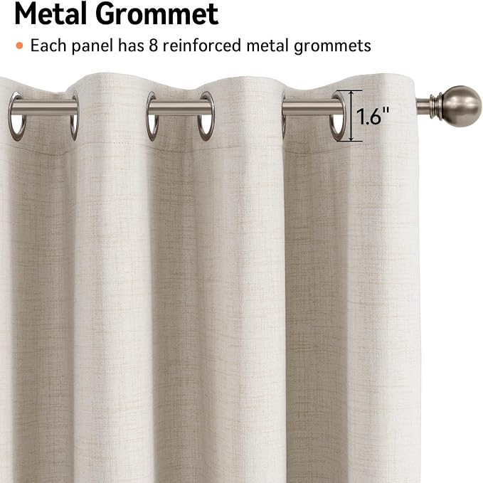 100% Blackout Curtains 63 Inch Length Linen Textured Blackout Curtains - Image 6