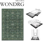 6x9 Washable Area Rug for Living Room Bedroom Vintage Green Carpet Soft Low - Image 2