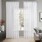 MIULEE 2 Panels Solid Color White Sheer Window Curtains Elegant Window Voile by MIULEE