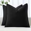 MIULEE Decorative Linen Pillow Covers 20x20 Inch Black ​Boho Farmhouse​ by MIULEE
