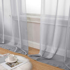 Sheer Light Grey Curtains for Bedroom Living Room 90 Inches Long 2 Panels Set - Image 8