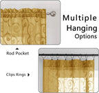 OWENIE Furman Gold Kitchen Curtains Tiers 36 inch Length, Light Filtering Soft - Image 3