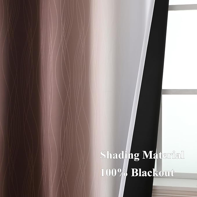 Estelar Textiler Brown and Greyish White Ombre Blackout Curtains 90 Inch Length - Image 5