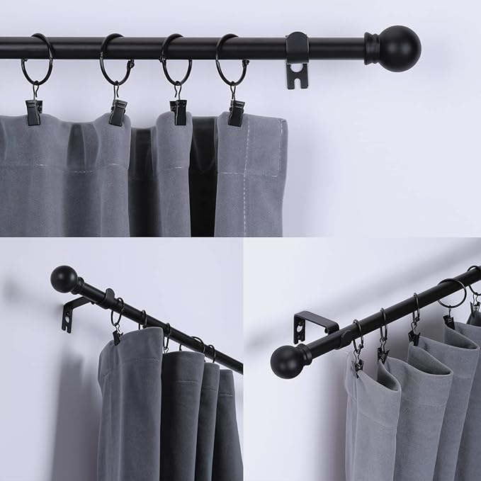 Thestoa Curtain Rods for Windows 30-62 Inch, 5/8" Matte Black Curtain Rods - Image 2
