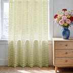 SpaceDresser Check Sheer Curtains 45 Inches 2 Panels Set, Rod Pocket Plaid - Image 3