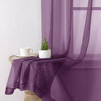 Aiyufeng Plum Purple Sheer Curtains 63 Inches Long 2 Panels Set, Solid Voile - Image 6