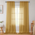 Gold Sheer Curtains for Bedroom Living Room 96 Inches Long 2 Panels, Modern by WelvetBLK