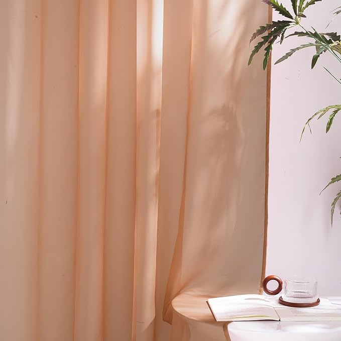 NICETOWN Voile Sheer Terracotta Curtains 96 inches Long 2 Panels Set, Grommet - Image 5