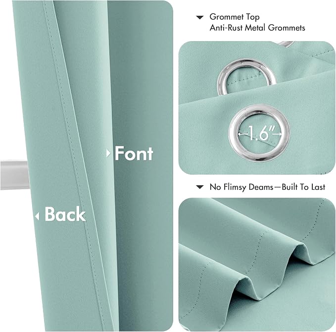 MIULEE Aqua Blackout Curtains for Bedroom Living Room 84 Inches Long 2 Panels - Image 4