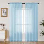 Gwine Sky Blue Sheer Curtains 90 Inches Long 2 Panels Set, Light Filtering by Gwine