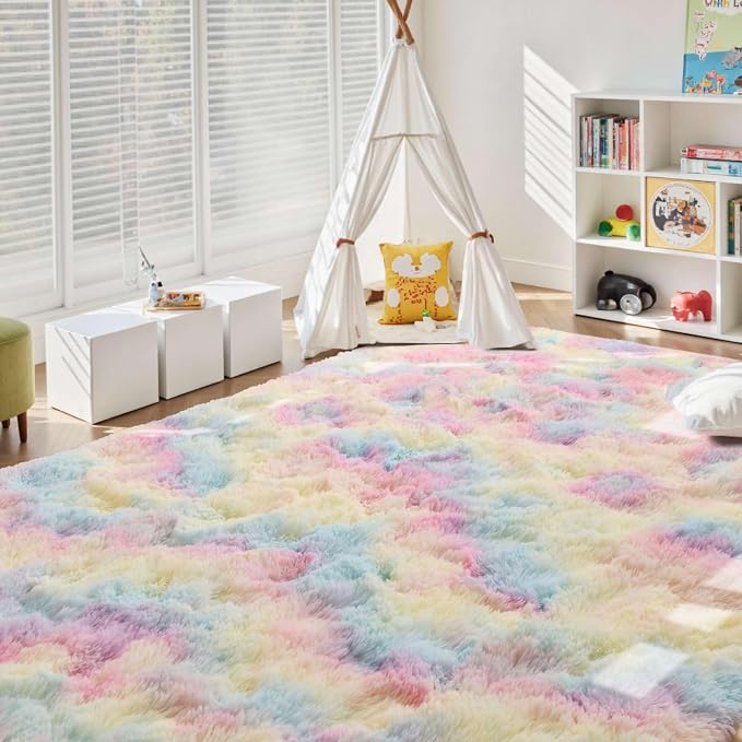 4x6 Ft Shag Kids Colorful Rugs for Bedroom, Ultra Soft Fluffy Furry Area Rugs - Image 2