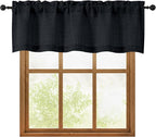 OWENIE Black Valances for Windows 1 Pcs, Light Filtering Textured Farmhouse by OWENIE